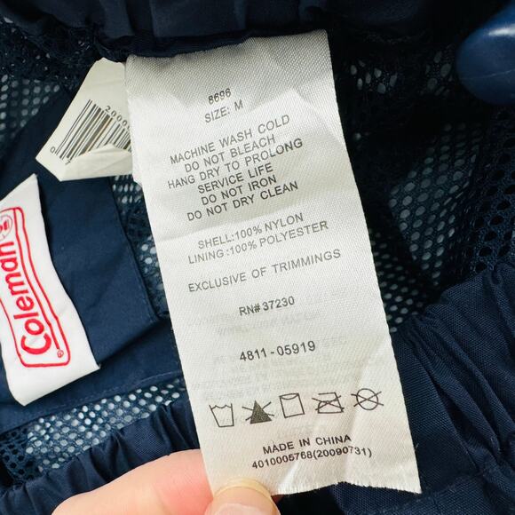 Coleman Nylon Wind Rain Pants Net Lining Dark Blue Navy Men's Size M - Picture 12 of 13